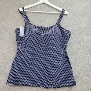 Croft & Barrow Swim Tankini Top Womens XL D Cup Blue White Textured Built in Bra